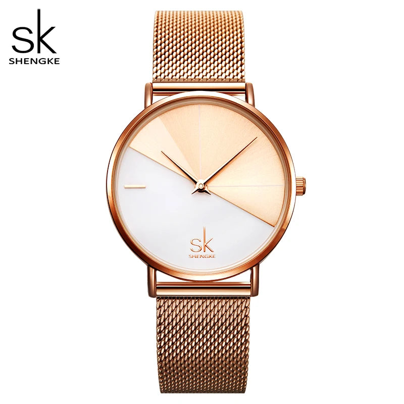SK Top Luxury Leather Watches Women Creative Fashion Quartz Watches For Reloj Mujer Ladies Wrist Watch SHENGKE Relogio Feminino