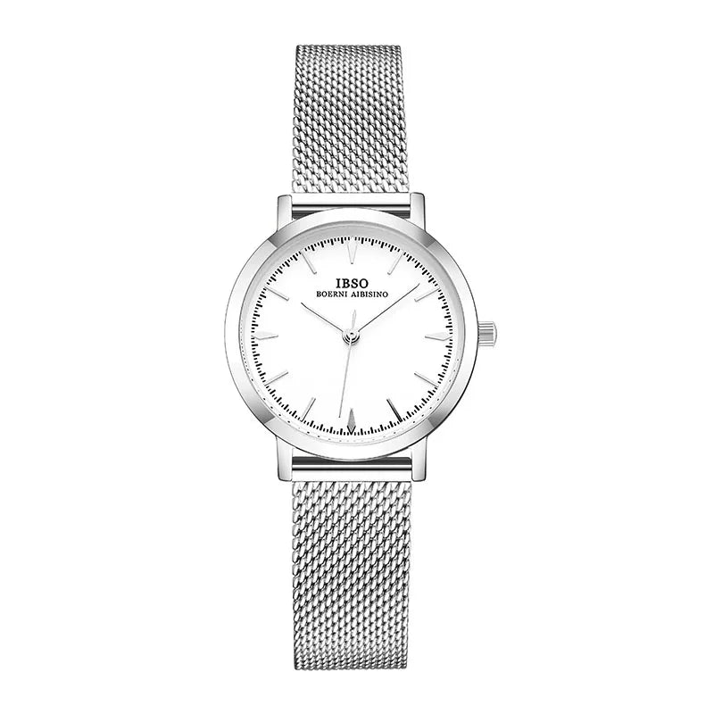 IBSO Women Bracelet Watch Fashion Geneva Designer Japan Quartz Sliver Stainless Steel Female Gift Wristwatches Relogio Feminino