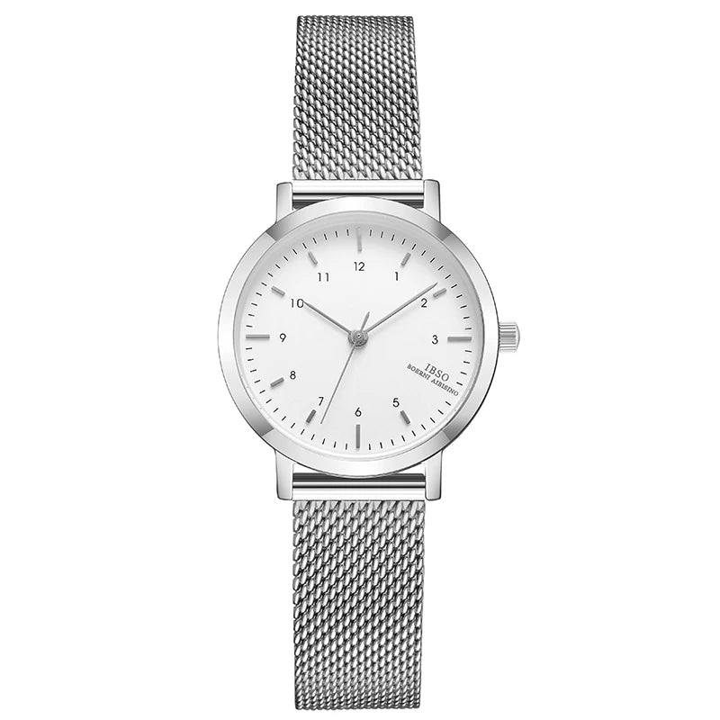 IBSO Brand Women‘s Watch Fashion Rose Gold Color Quartz Watch Femme Mesh Band Wrist Watch Japan Movement Relogio Feminino
