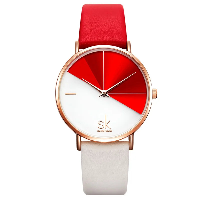 SK Top Luxury Leather Watches Women Creative Fashion Quartz Watches For Reloj Mujer Ladies Wrist Watch SHENGKE Relogio Feminino
