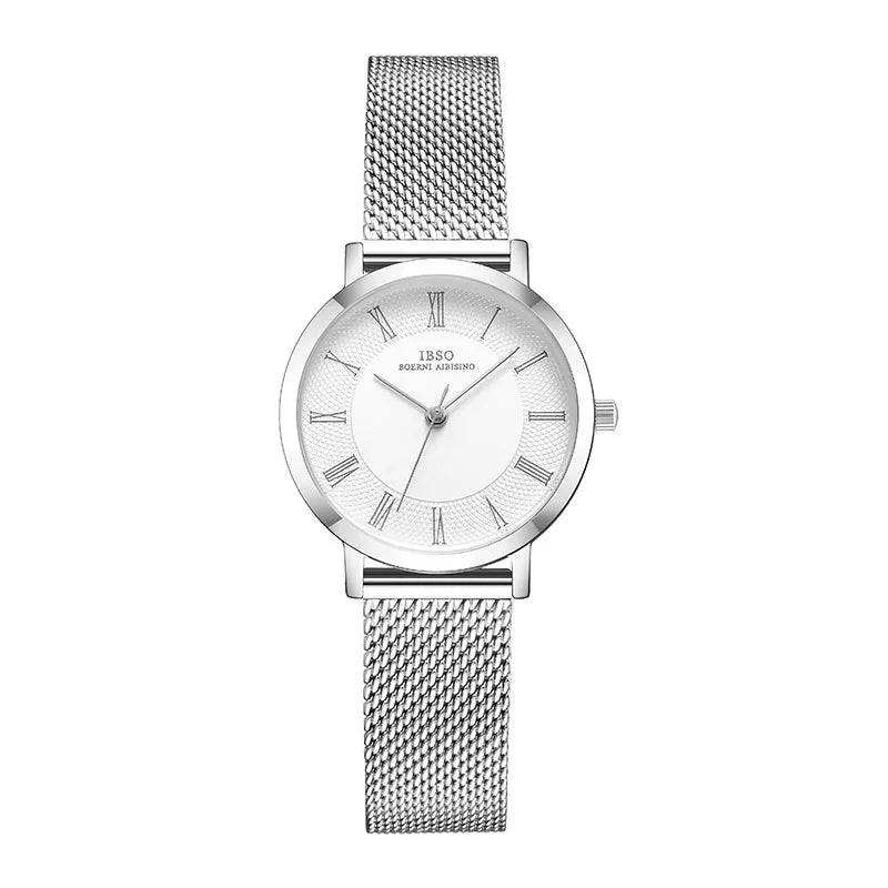 IBSO Women Bracelet Watch Fashion Geneva Designer Japan Quartz Sliver Stainless Steel Female Gift Wristwatches Relogio Feminino