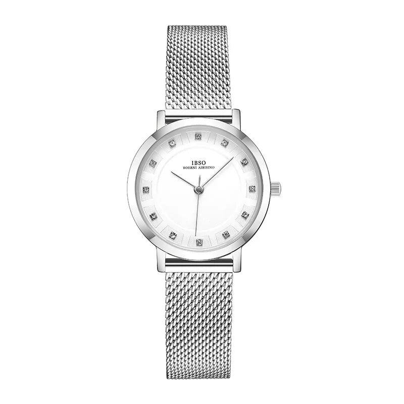 IBSO Women Bracelet Watch Fashion Geneva Designer Japan Quartz Sliver Stainless Steel Female Gift Wristwatches Relogio Feminino