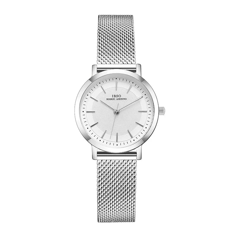 IBSO Women Bracelet Watch Fashion Geneva Designer Japan Quartz Sliver Stainless Steel Female Gift Wristwatches Relogio Feminino