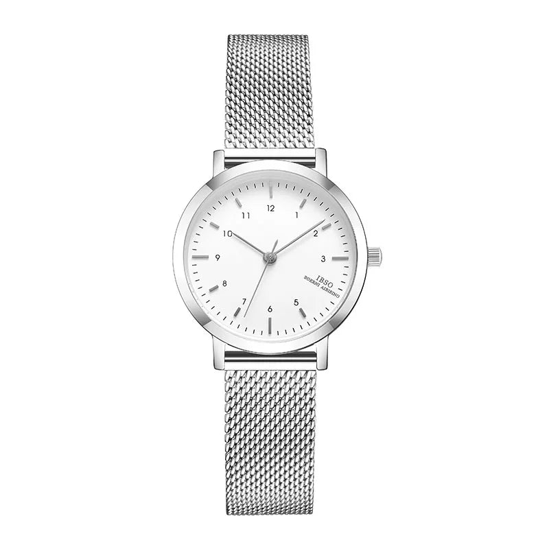 IBSO Women Bracelet Watch Fashion Geneva Designer Japan Quartz Sliver Stainless Steel Female Gift Wristwatches Relogio Feminino