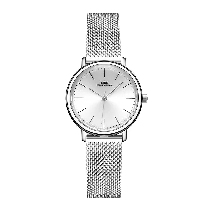 IBSO Women Bracelet Watch Fashion Geneva Designer Japan Quartz Sliver Stainless Steel Female Gift Wristwatches Relogio Feminino