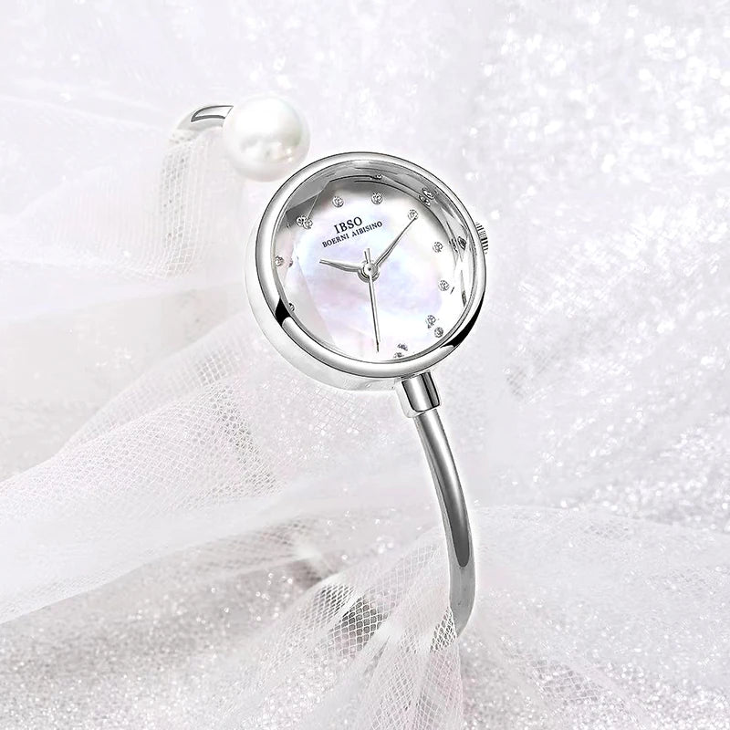 IBSO Adjustable Women Bracelets Ladies Watch Quartz Pearl Wristwatch Watch Women Luxury Elegant Ladies Accessory Lover Watches