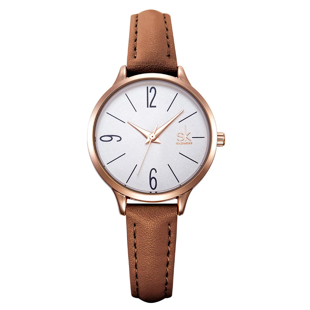 Shengke new watch women Casual Leather Female's Watches Girl Wristwatches Japanese Quartz Clock Relogio Feminino Reloj Mujer