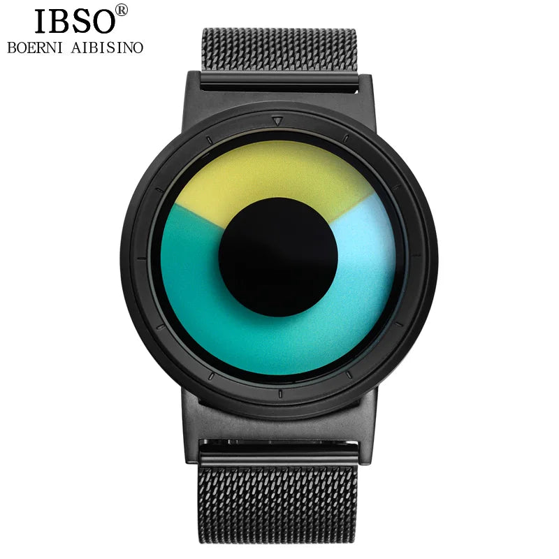 IBSO Mens Watches Top Brand Luxury Steel Mesh Strap 2021 Hide Watch-head Fashion Creative Quartz Sport Watch Men 3ATM Waterproof