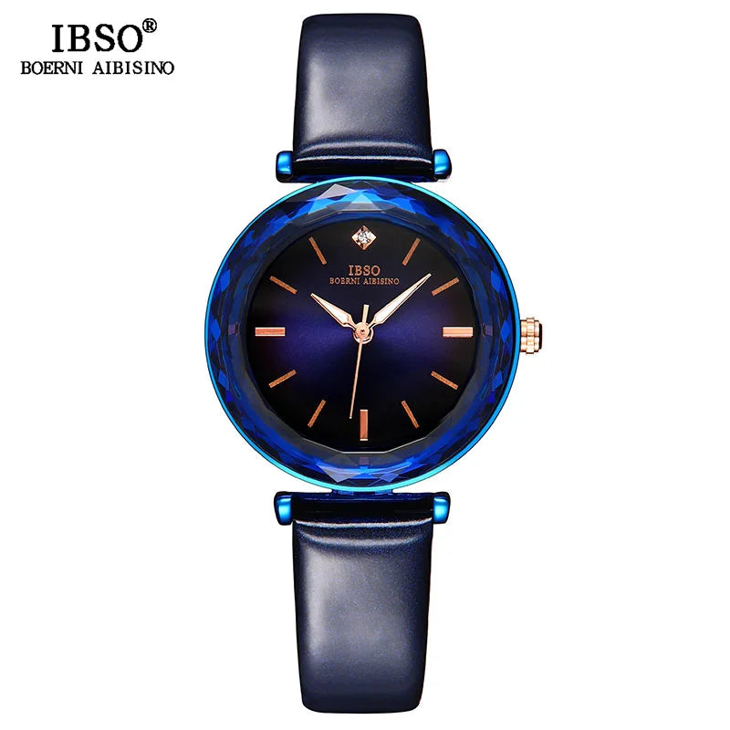 Luxury Women's Watches Elegant Green Glass Regular Slices Design Stainless Steel And Leather Strap Wrist Women Watch For Gifts
