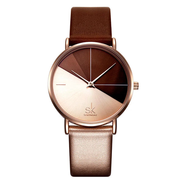 Sk top luxury leather watches women creative fashion quartz watches for reloj mujer ladies wrist watch shengke relogio feminino