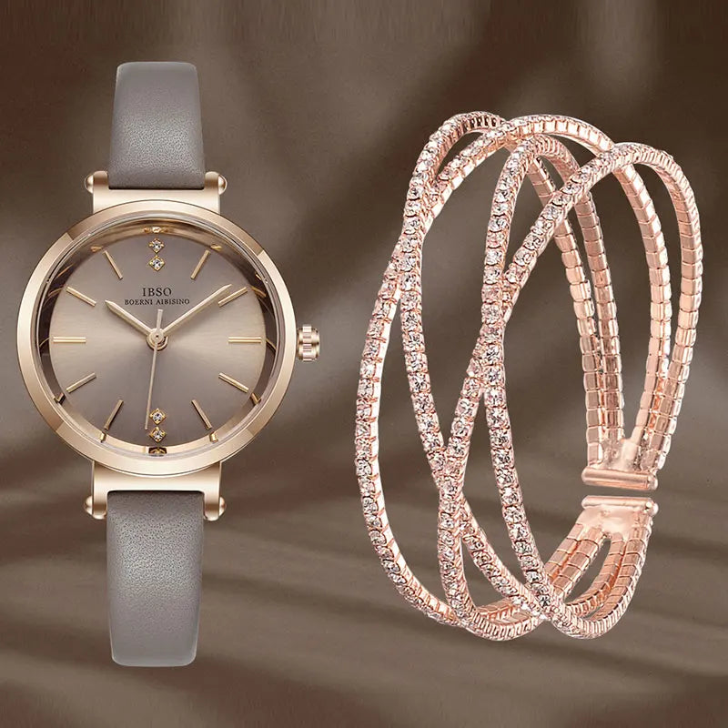 IBSO Crystal Bracelet Watches Set Female High Quality Quartz Watch Luxury Women Watch Bangle Set For Valentine's Gift
