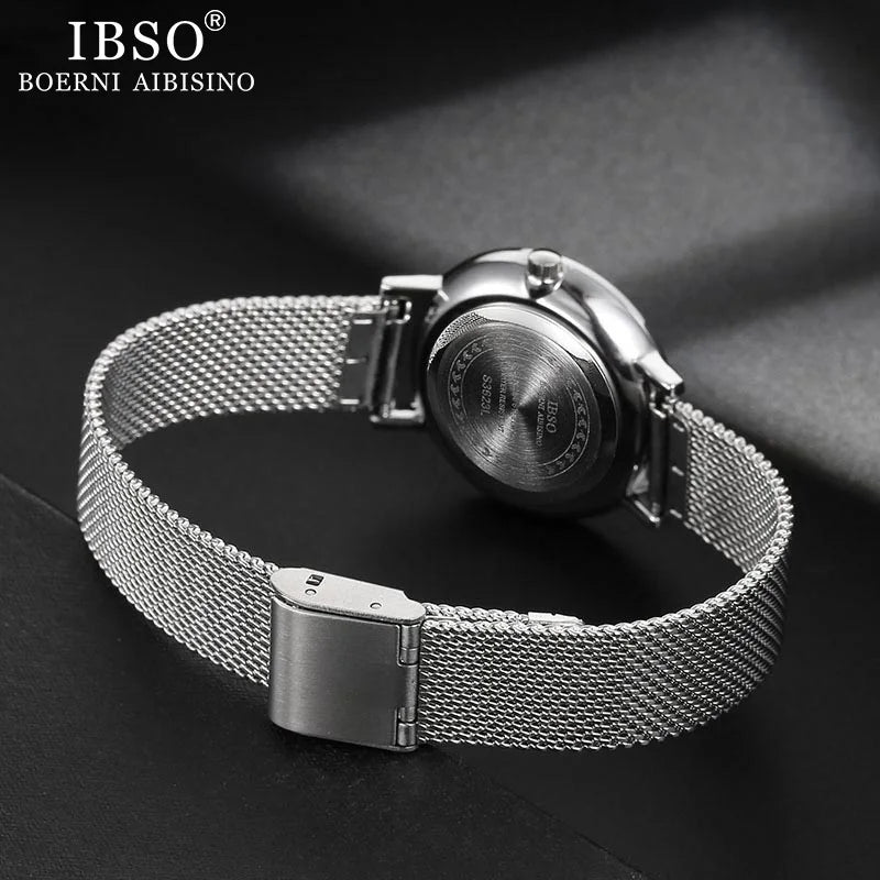 IBSO 2026 Women's Quartz Watch Set Crystal Bracelet Necklace Watch Sets Female Jewelry Set Silver Set Watch Valentine's Day Gift