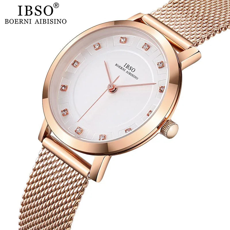 IBSO Brand Women Rose Gold Watch Earring Necklace Set Female Jewelry Set Fashion Creative Crystal Quartz Watch Lady's Gift