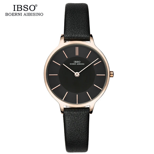 Ibso brand 8 mm ultra thin quartz watch women gray leather women watches 2021 luxury ladies watch montre femme