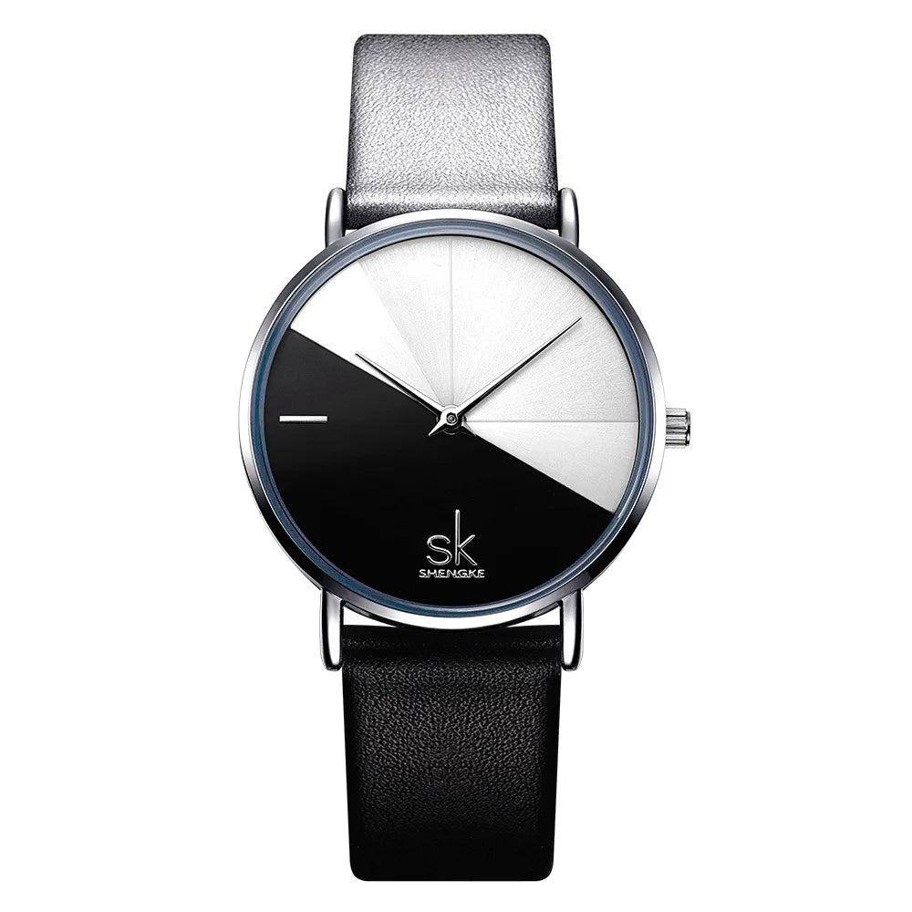 SK Top Luxury Leather Watches Women Creative Fashion Quartz Watches For Reloj Mujer Ladies Wrist Watch SHENGKE Relogio Feminino