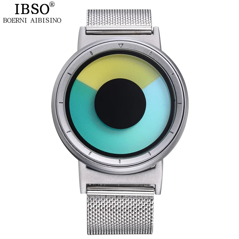 IBSO Mens Watches Top Brand Luxury Steel Mesh Strap 2021 Hide Watch-head Fashion Creative Quartz Sport Watch Men 3ATM Waterproof
