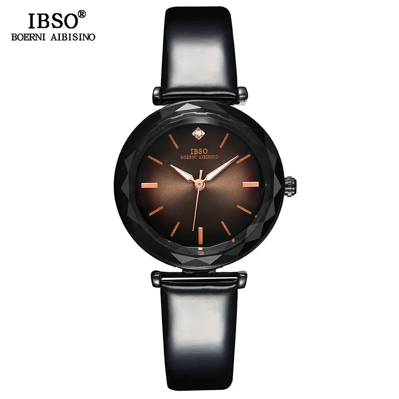 Luxury Women's Watches Elegant Green Glass Regular Slices Design Stainless Steel And Leather Strap Wrist Women Watch For Gifts