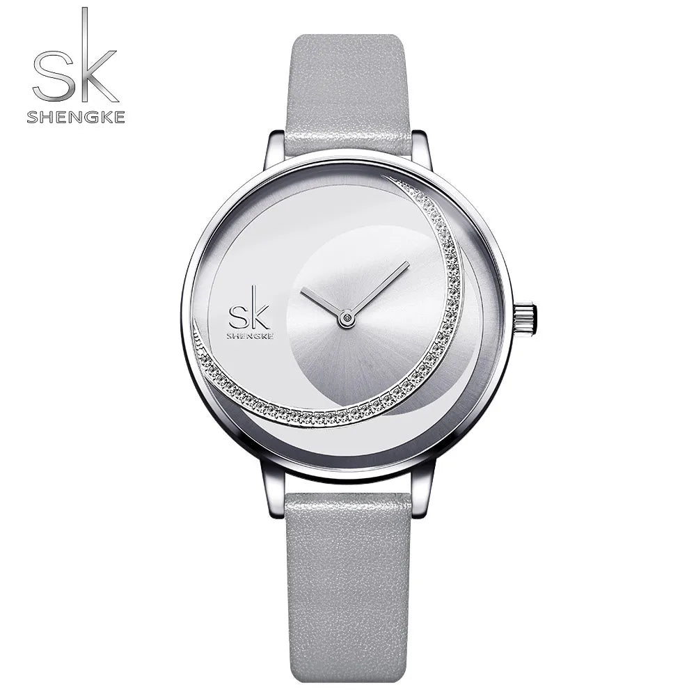 Shengke SK Fashion Top Luxury Brand Women Quartz Wristwatches Creative Design Thin Ladies Wrist Watch For Female Montre Femme