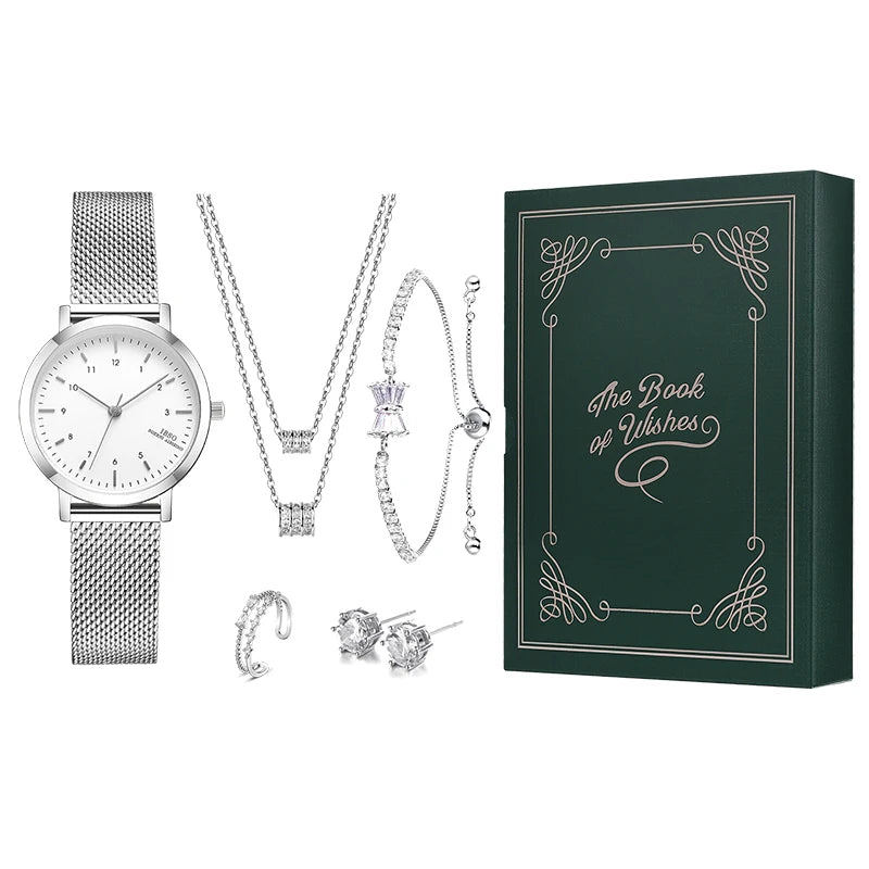 IBSO Silver Retro Watch Set Gift For Women Brand New United Copper Jewelry Japanese Movement Water Resistant Watch Ladies 2021