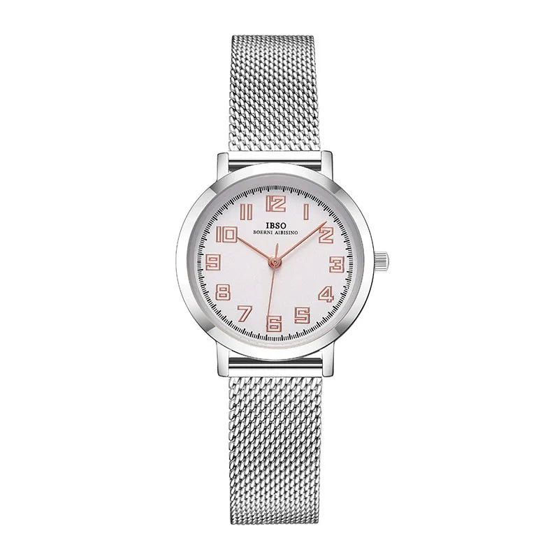 IBSO Women Bracelet Watch Fashion Geneva Designer Japan Quartz Sliver Stainless Steel Female Gift Wristwatches Relogio Feminino