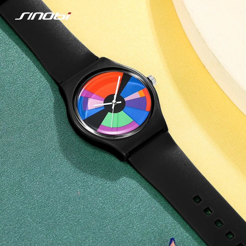 SINOBI Creative Design Men's Watches Fashion Colorful Watch Dial Original Top Mans Quartz Wristwatches Luxury Best Gifts Clock