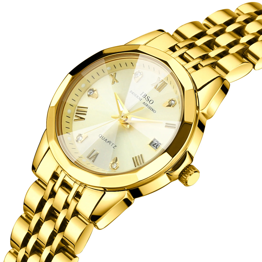 IBSO 2024 Luxury Women Watch Calendar Japanese Quartz Movement 3ATM Waterproof Stainless Steel Strap Fashion Ladies Watch S1119L