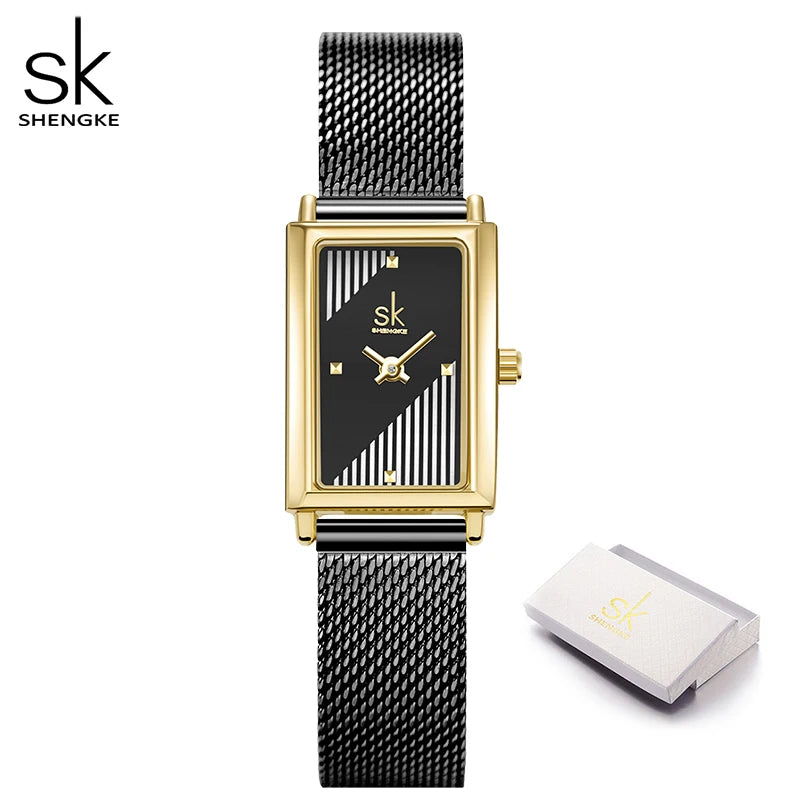 Shengke Fashion Luxury Women Watches Original SK Design Woman Quartz Wristwatches Elegant Rectangle Female Clock Best Gifts