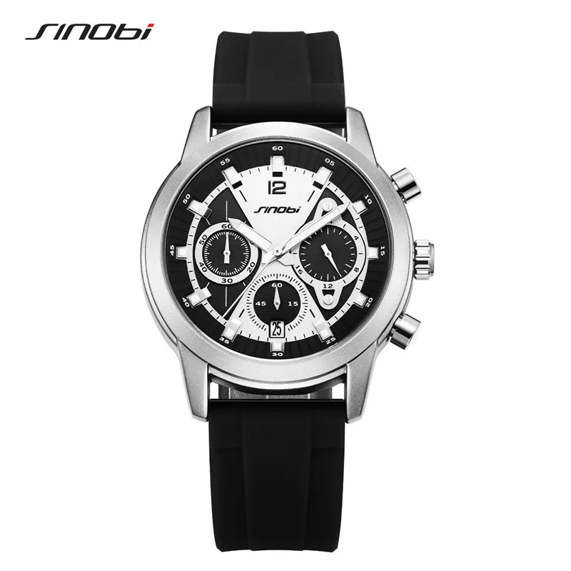 Sinobi Top Design Fashion Men's Watches Top Luxury Man's Quartz Wristwatches Original Sports Clock Military Chronograph Watch