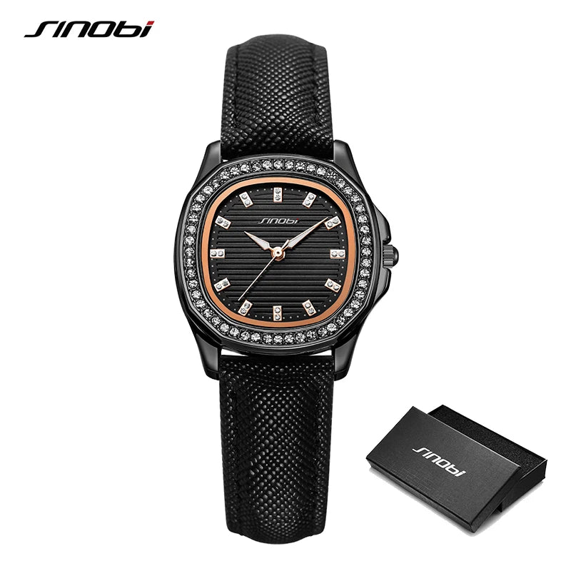SINOBI Elegant Wrist Watches For Women Stainless Steel Female Watch Diamond Watches Woman's Quartz Watch Ladies Gifts Clock