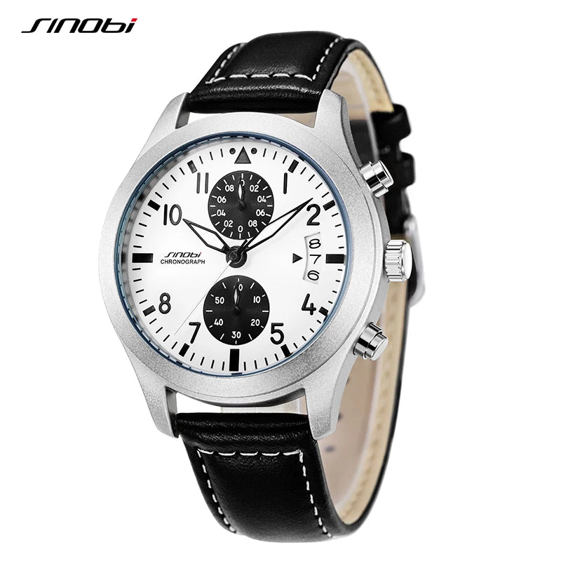SINOBI Casual Style Men's Watches Fashion Design Man's Quartz Wristwatches I-W-C Brand Chronograph Gifts Clock Relogio Masculino