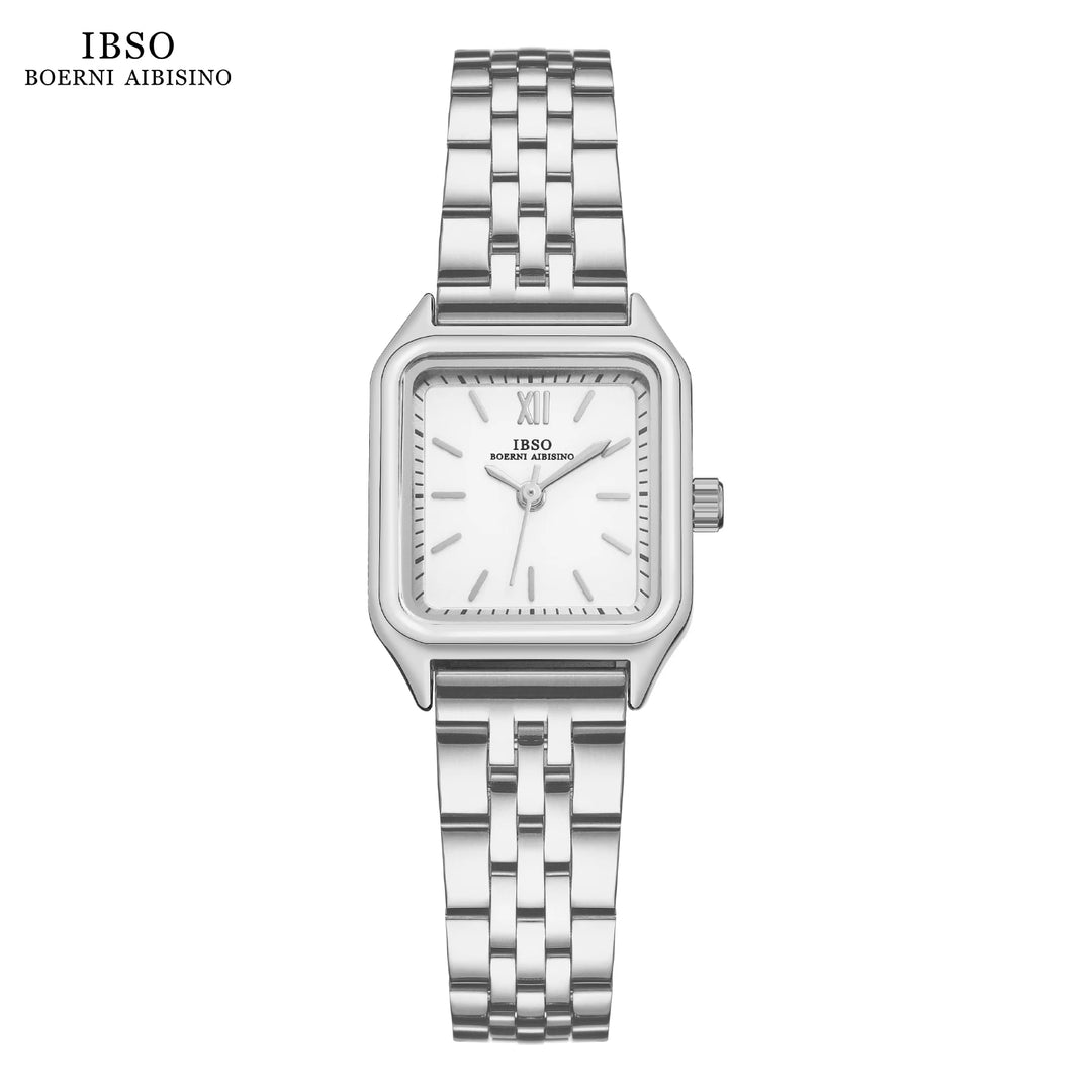 IBSO 2026 New Women Luxury Style Quartz Watches Square Face Stainless Steel Strap Waterproof Dial Waterproof 30 Quartz S9680L