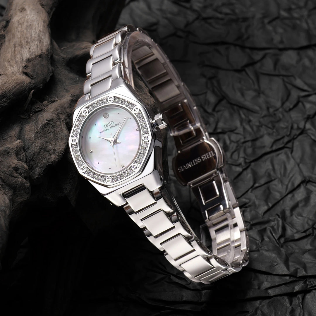 IBSO 2026 Women Quartz Watch Luxury Zircon Stainless Steel Strap Japanese Quartz Movement 3ATM Waterproof Lady WristWatchees