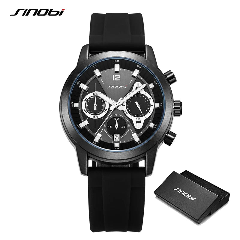 Sinobi Top Design Fashion Men's Watches Top Luxury Man's Quartz Wristwatches Original Sports Clock Military Chronograph Watch