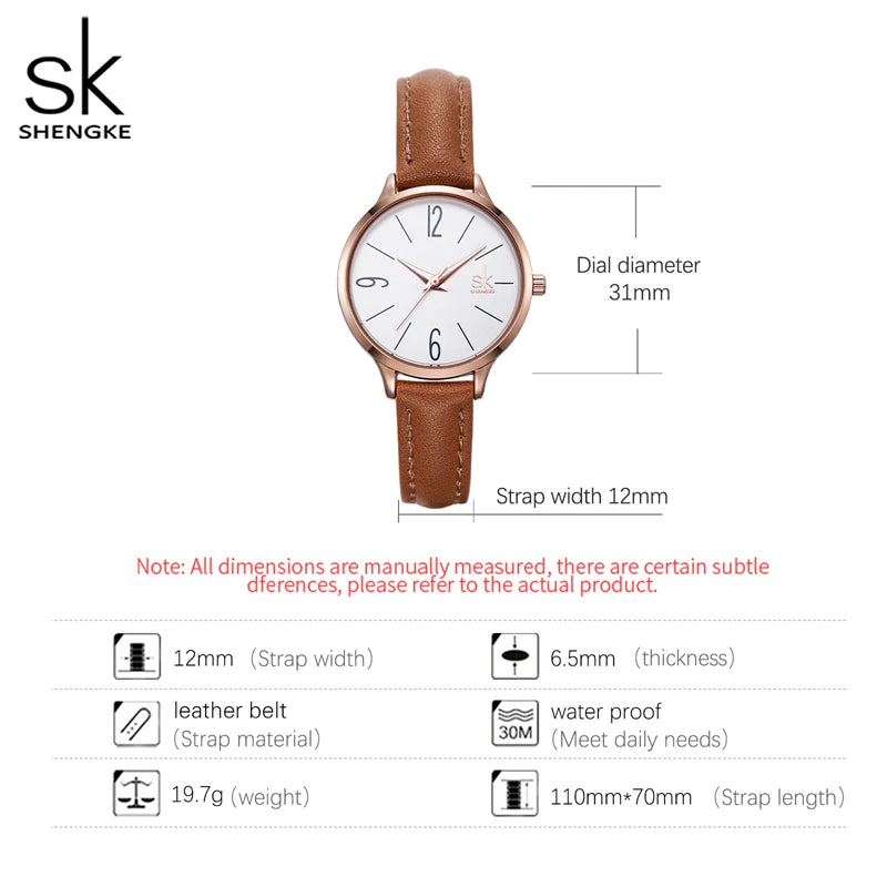 Shengke new watch women Casual Leather Female's Watches Girl Wristwatches Japanese Quartz Clock Relogio Feminino Reloj Mujer