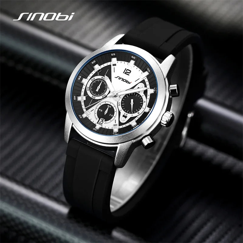 Sinobi Top Design Fashion Men's Watches Top Luxury Man's Quartz Wristwatches Original Sports Clock Military Chronograph Watch