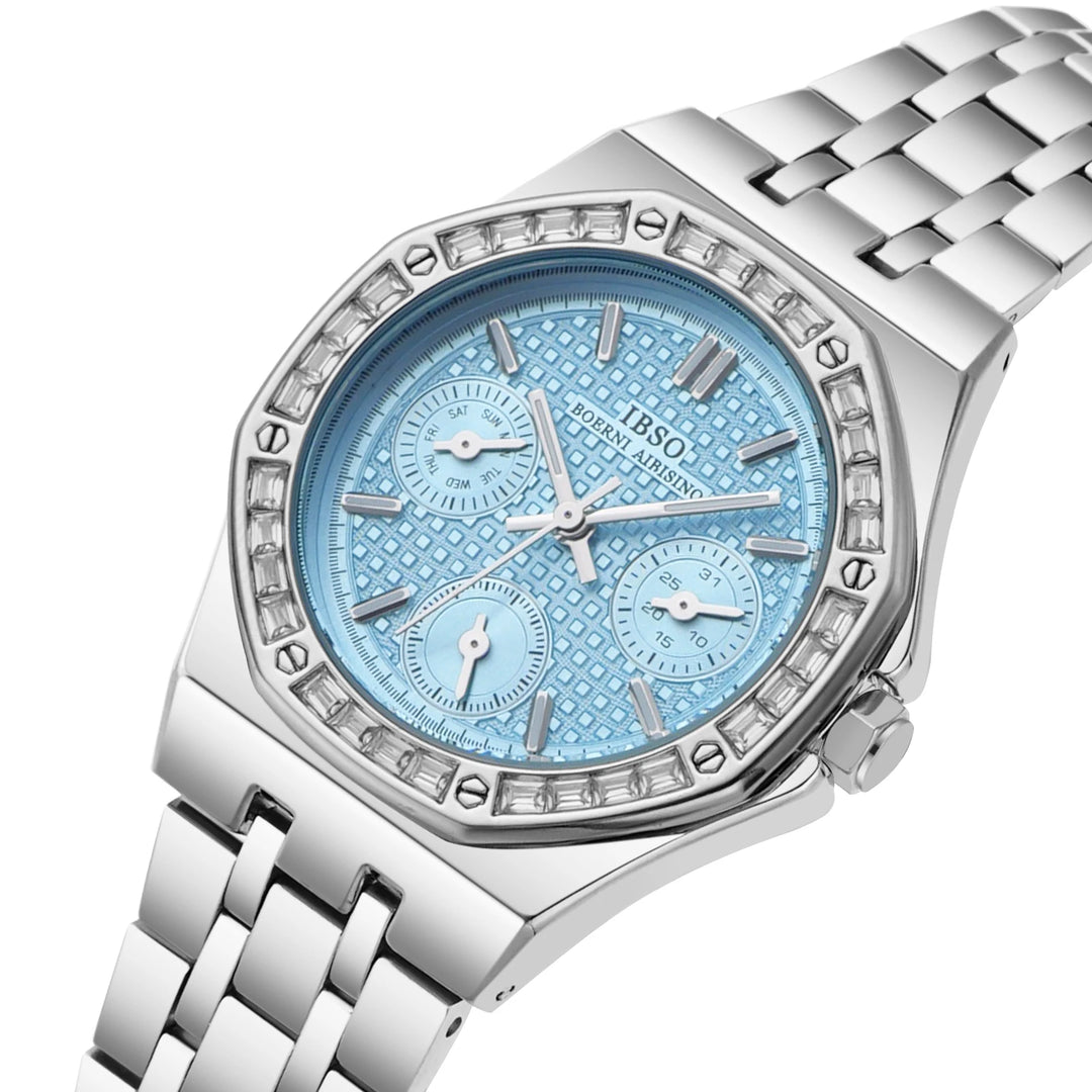 IBSO 2026 Three Eyes Women Quartz Watch Original Movement 3ATM Waterproof Stainless Steel Strap Luminous Hands Dials
