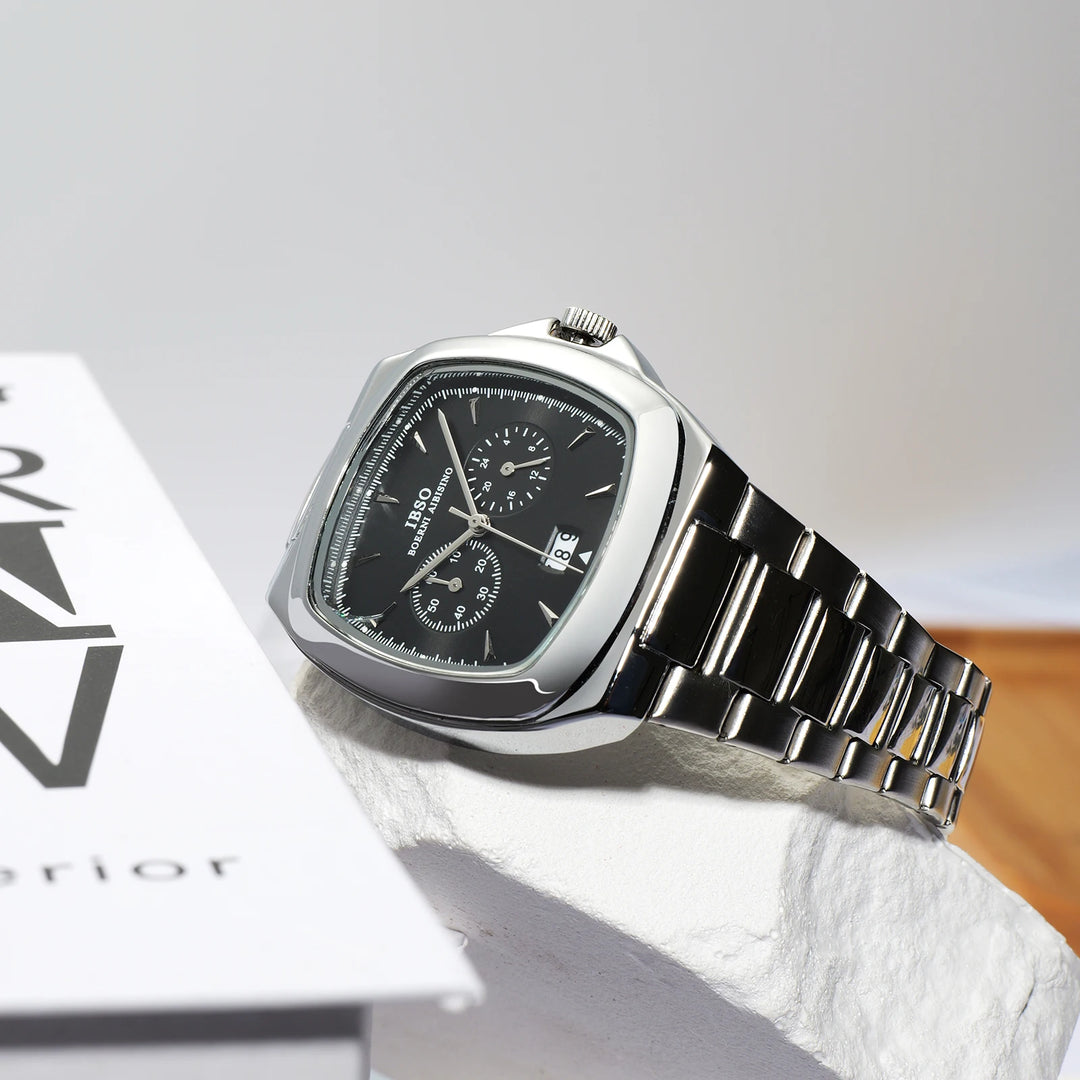 IBSO Luxury Men Quartz Watch Calendar Function Stainless Steel Strap 3ATM Waterproof S1209G