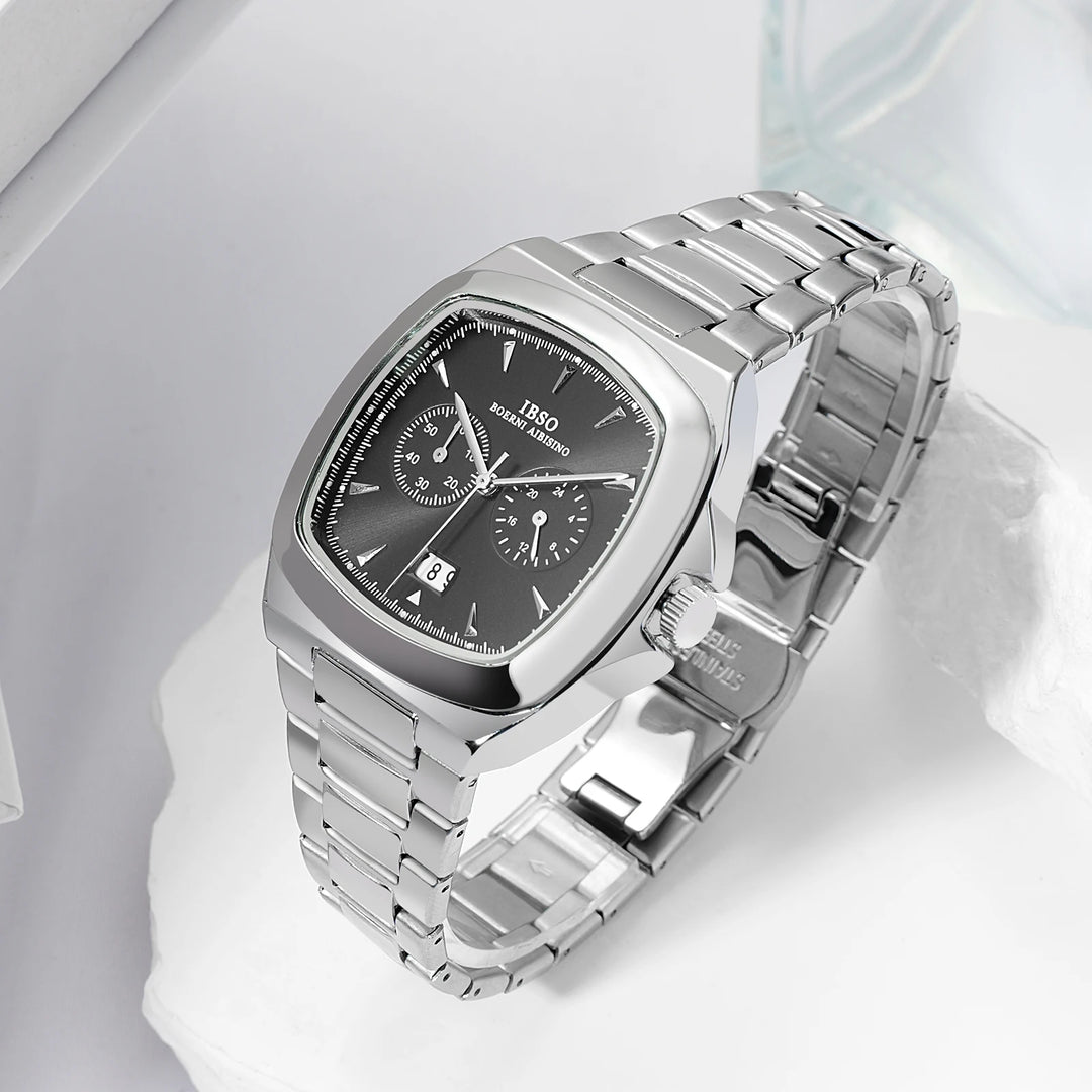 IBSO Luxury Men Quartz Watch Calendar Function Stainless Steel Strap 3ATM Waterproof S1209G