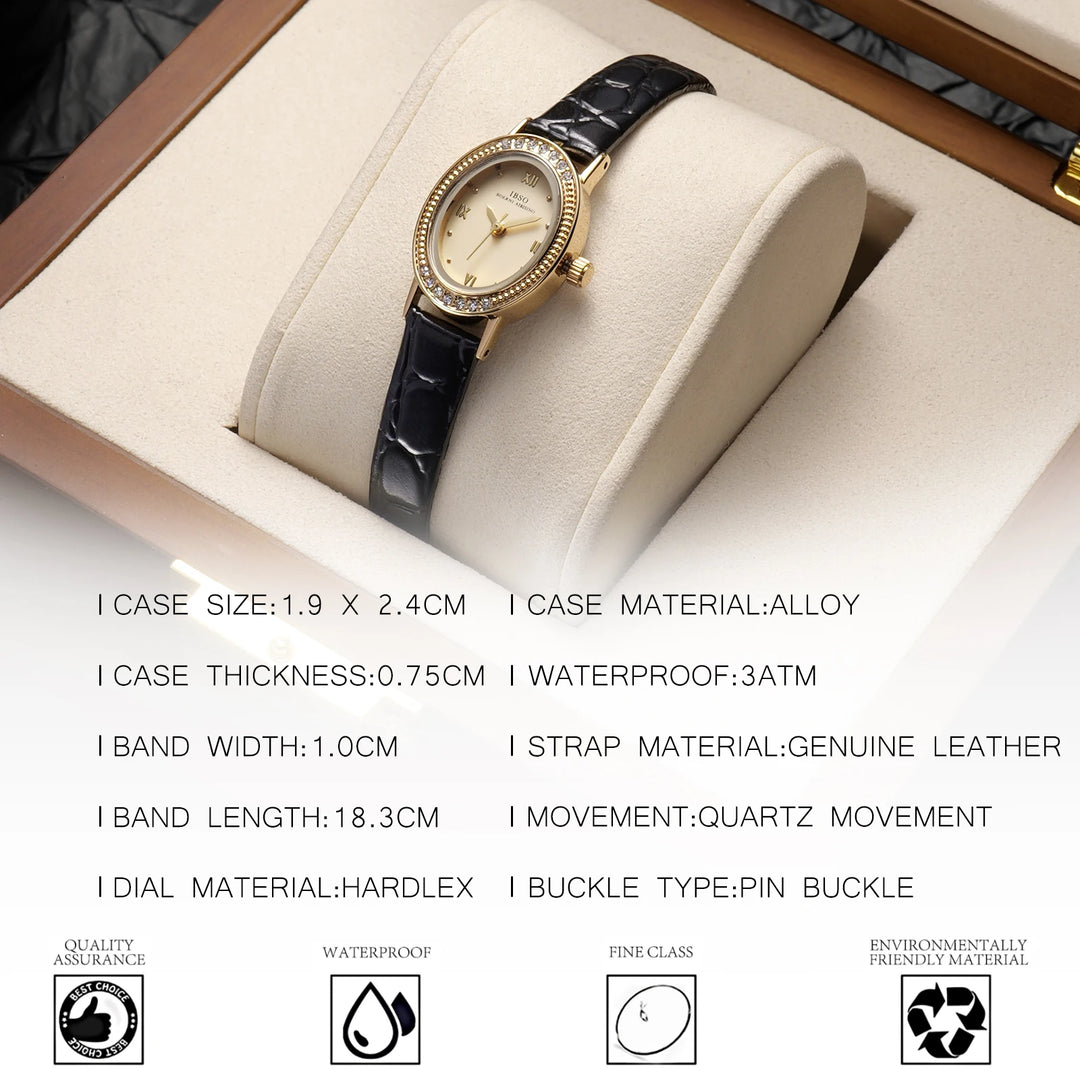 IBSO Women Small Elegant Quartz Watches Genuine Leather Strap 3ATM Waterproof Wholesale 2025 New Fashion Lady WristWatches