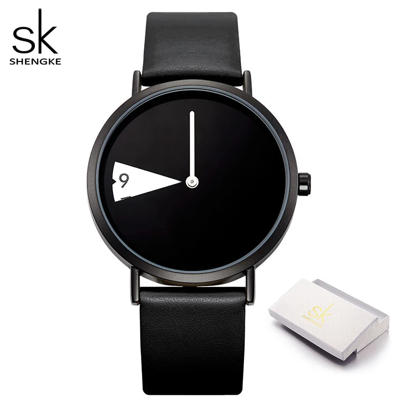 Shengke Top Women Watch Creative Wristwatch Ladies Watch Rotate Yellow Leather Band Wristwatches Clock Montres Femme Reloj Mujer