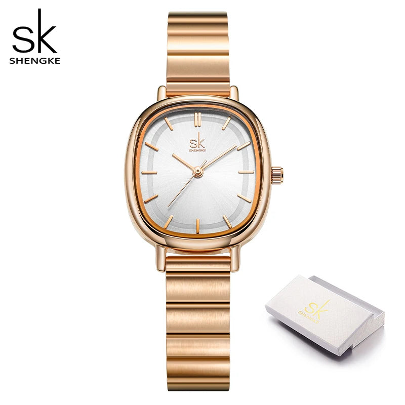 Shengke Relogio Feminino Women's Watches Fashion Black Top Luxury Ladies Quartz Wristwatches Elegant Woman's Clock HM New Design