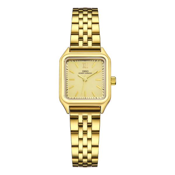 Ibso 2026 new women luxury style quartz watches square face stainless steel strap waterproof dial waterproof 30 quartz s9680l