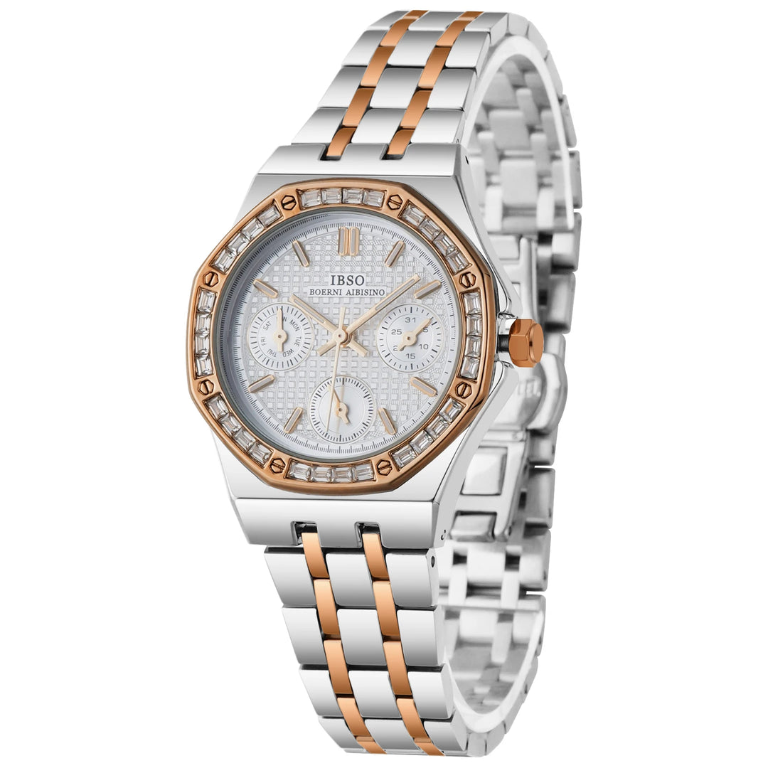 IBSO 2026 Three Eyes Women Quartz Watch Original Movement 3ATM Waterproof Stainless Steel Strap Luminous Hands Dials