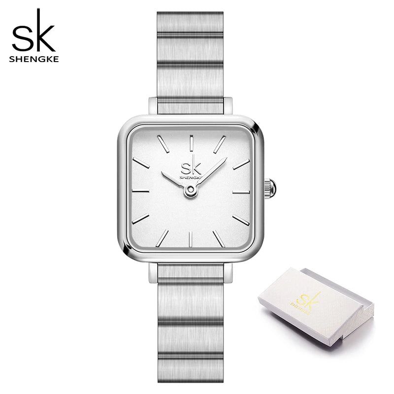 Shengke Fashion Style Women Watches Square Design Original Woman's Quartz Wristwatches Top Luxury Brand Female SK Gift Clock
