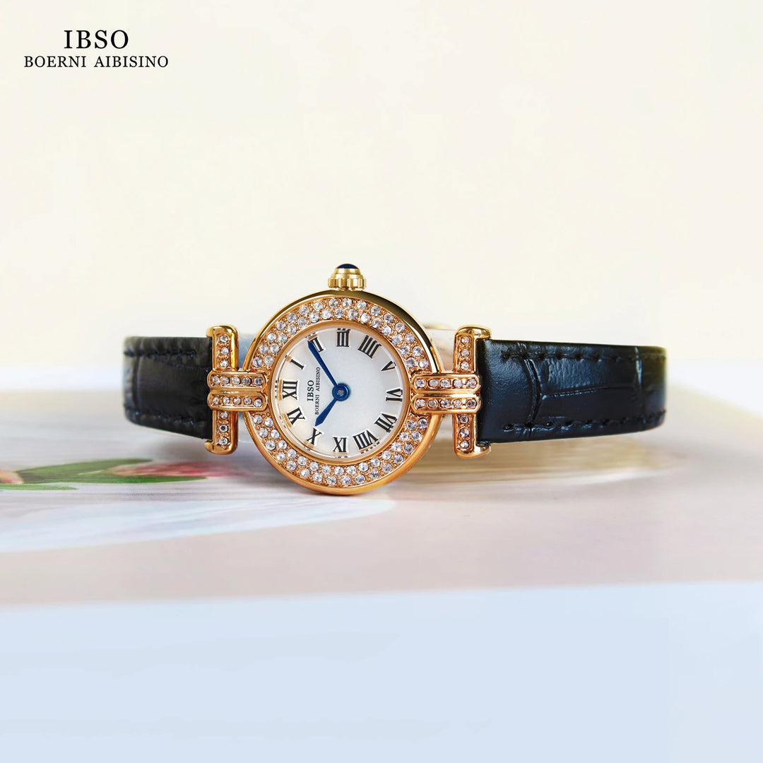 IBSO 2026 New Women Luxury Style Quartz Watches Super Simple Genuine Leather Strap Waterproof Round Shape Dial Waterproof 30