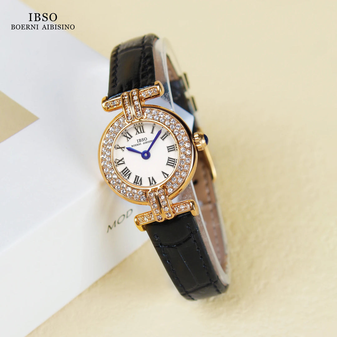 IBSO 2026 New Women Luxury Style Quartz Watches Super Simple Genuine Leather Strap Waterproof Round Shape Dial Waterproof 30