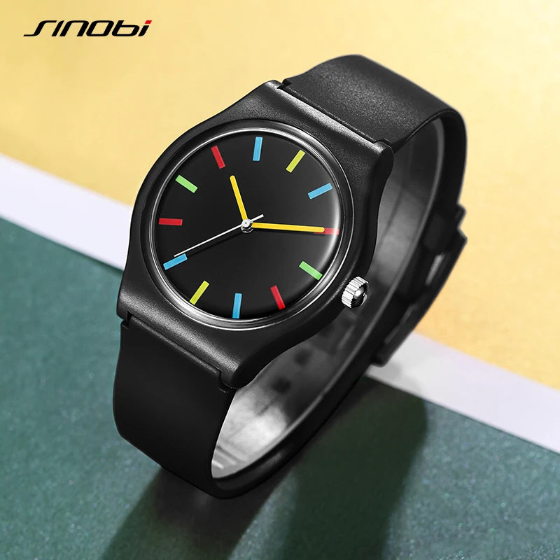 SINOBI Colorful Men's Watches Fashion Sports Quartz Wristwatches Rubber Strap Best Gifts Clock Top Luxury Relogio Masculino