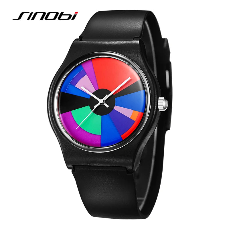 SINOBI Creative Design Men's Watches Fashion Colorful Watch Dial Original Top Mans Quartz Wristwatches Luxury Best Gifts Clock