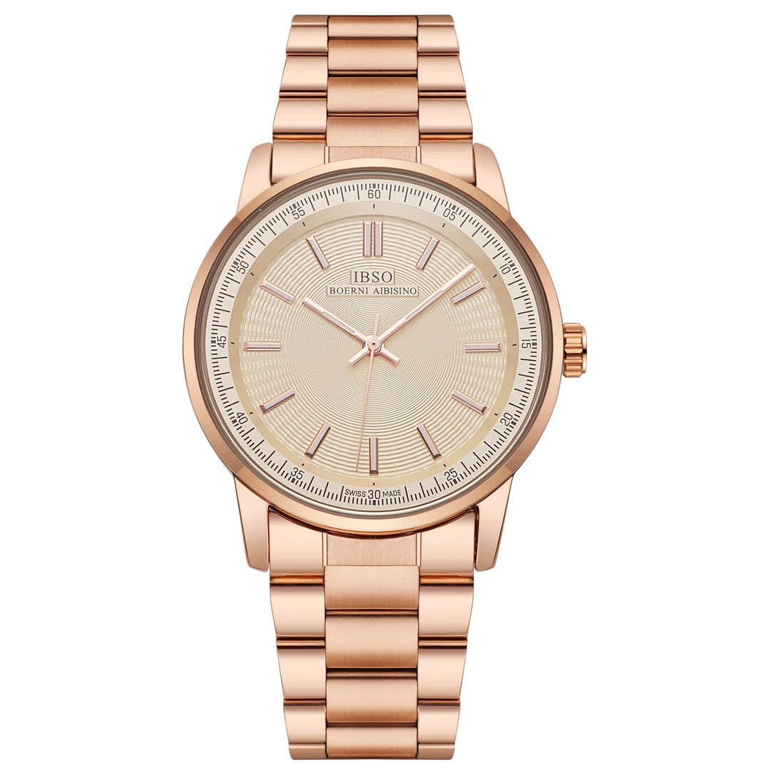 IBSO S1131G Business Style Men Quartz Watch Japanese Movement Luminous Hands And Dials Stainless Steel Strap 3ATM Waterproof