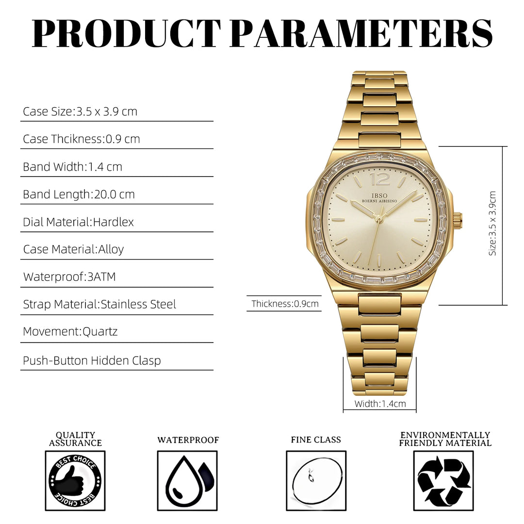 IBSO 2026 Women Quartz Watch 3ATM Waterproof Stainless Steel Strap Luxury Stylish Model Luminous Hands